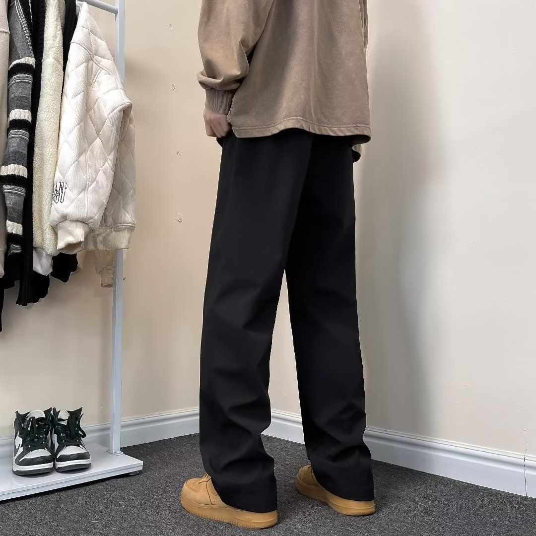Wanfandu high street pants men's velvet thickened loose straight casual pants retro trendy brand floor-length wide-leg long pants