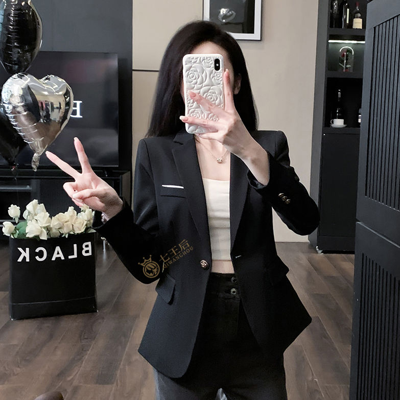 Black suit suit for women 2024 new professional wear temperament goddess style interview formal wear long-sleeved suit work clothes