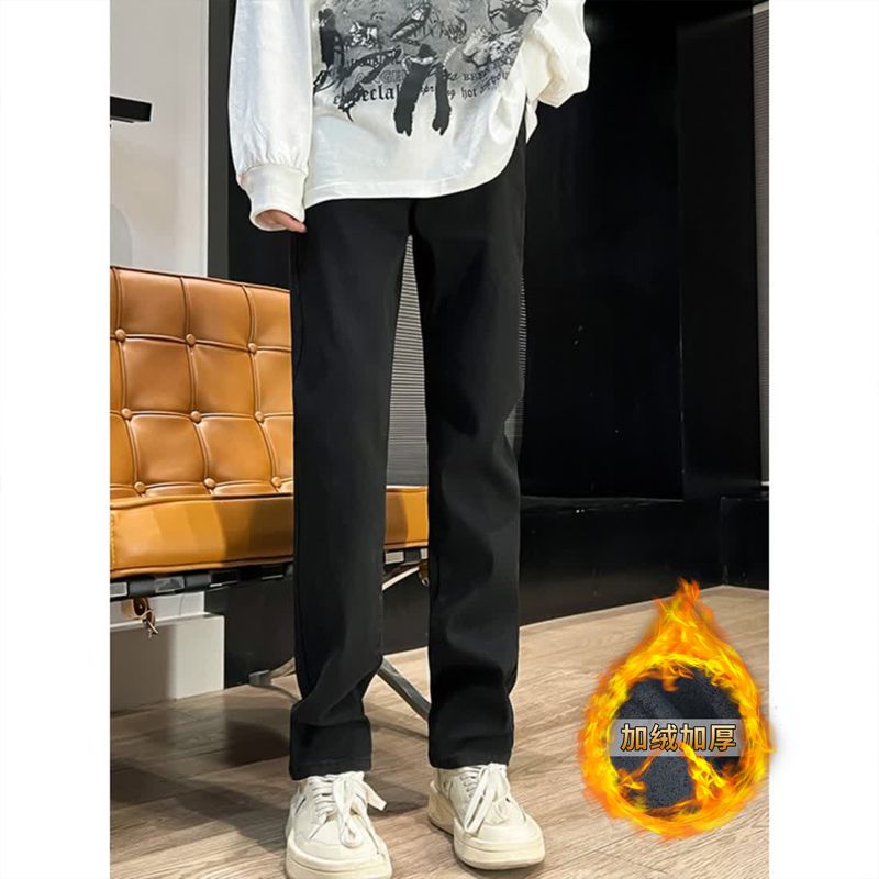 cleanfit褲子男美式高街vibe加絨加厚牛仔褲痞帥顯瘦窄版直筒褲潮
