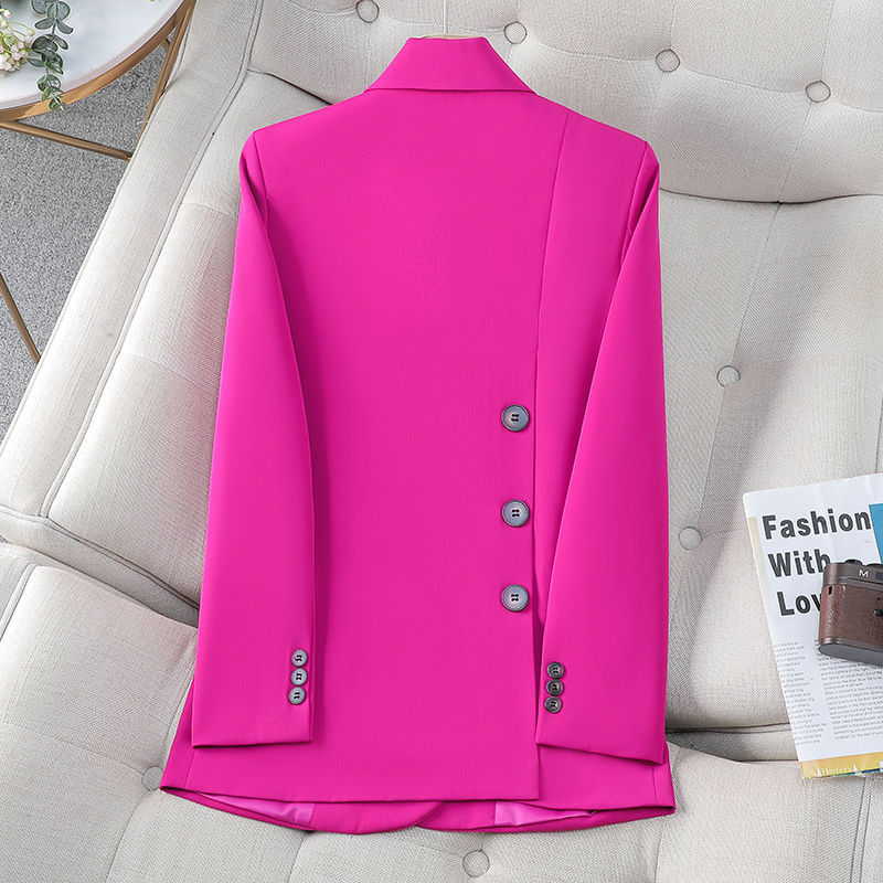 Rose red suit jacket for women spring and autumn 2024 new style this year's popular high-end temperament casual small suit top
