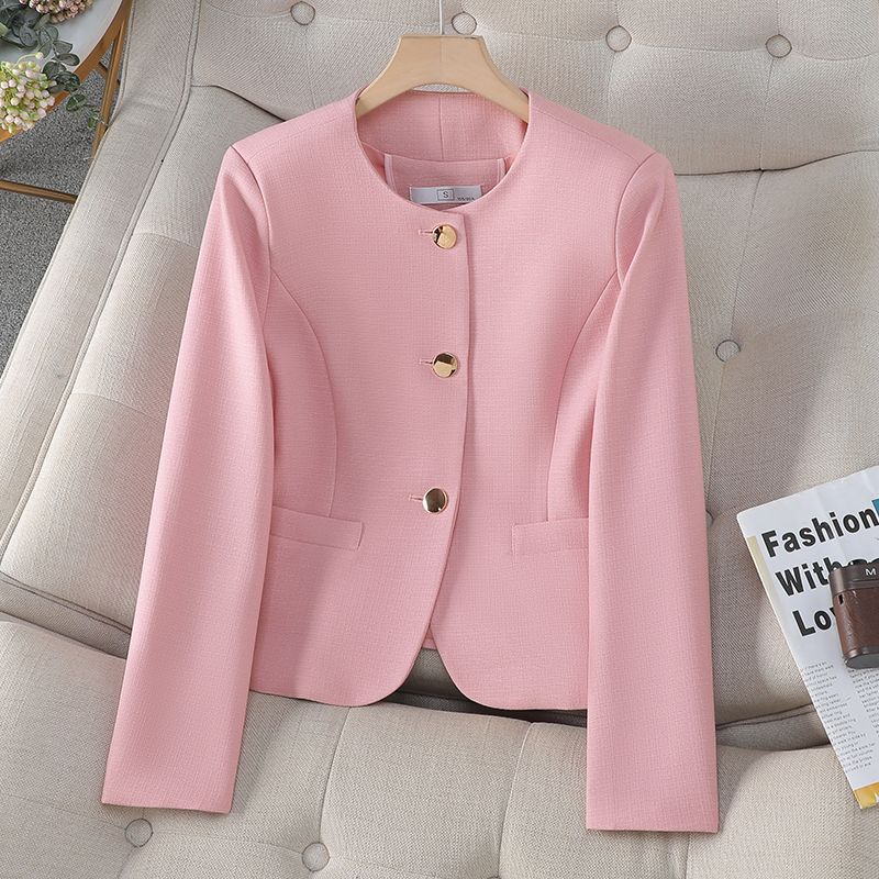 Xiaoxiangfeng round neck blazer women's spring and autumn 2024 new temperament lady cardigan high-end short top