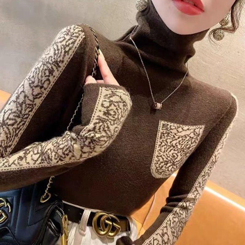 高領毛衣女款2023新款秋冬打底衫高級感洋氣爆款冬季顯瘦針織內搭