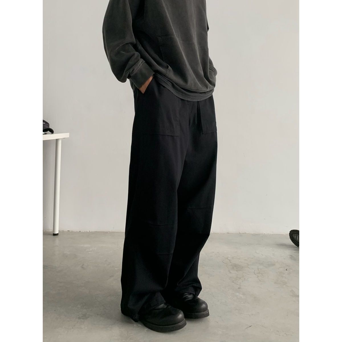 Wanfandu retro men's and women's casual pants overalls Japanese fashion brand loose straight casual American long pants