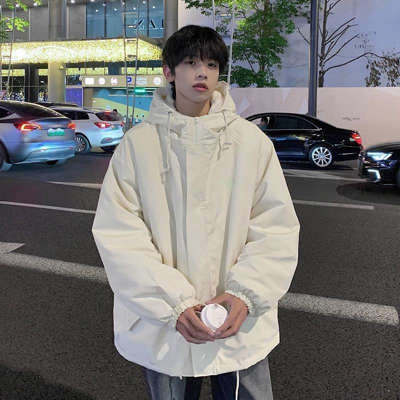 萬梵度羊羔絨棉服男款冬季日系復古連帽棉衣外套加絨加厚寬鬆棉襖