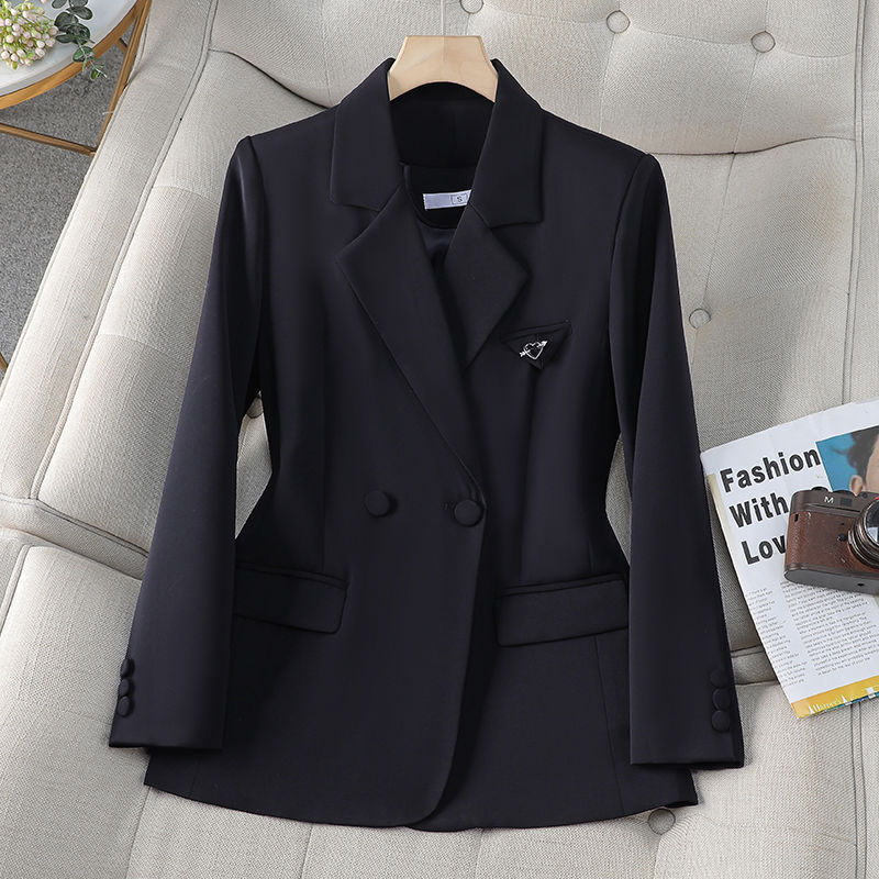 Black suit jacket for women 2024 new spring and autumn high-end professional wear temperament fashionable Korean style suit top