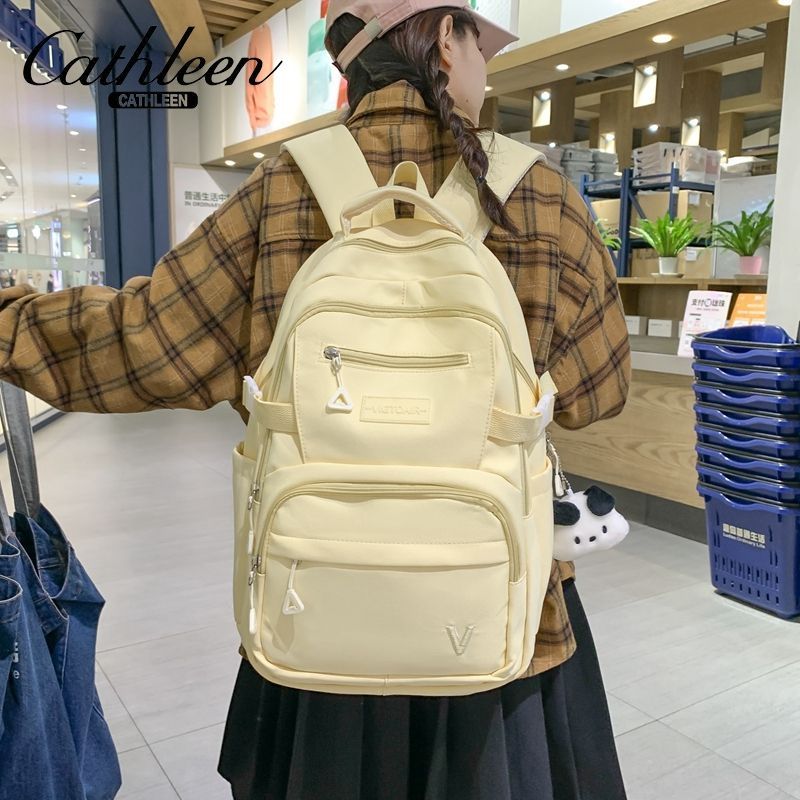 韩版高颜值大容量高中生书包复古大学生百搭双肩包学生背包