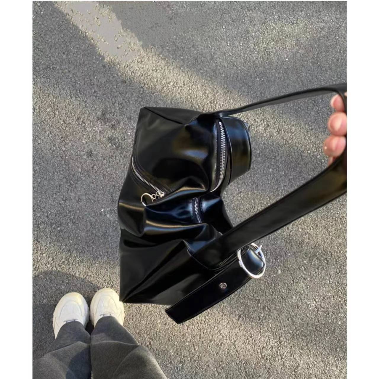 Original y2k Hot Girl Soft Leather Bag High-end Tote Bag Crossbody Shoulder Casual Large Capacity Bag for Women