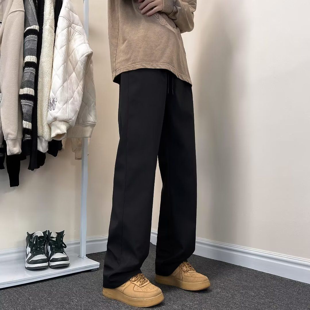Wanfandu high street pants men's velvet thickened loose straight casual pants retro trendy brand floor-length wide-leg long pants