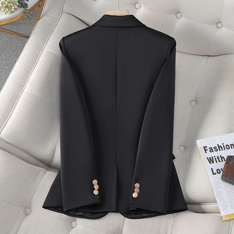 Black small suit jacket for women 2024 new spring and autumn small temperament casual high-end waist suit top