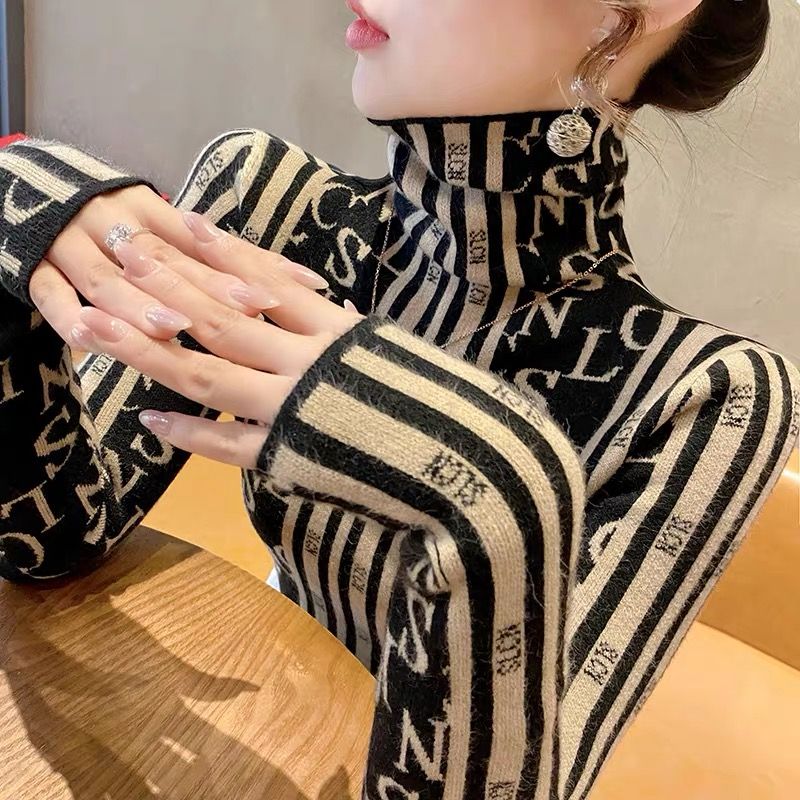 高領打底衫女秋冬2023新款雙面德絨洋氣內搭加絨加厚長袖T恤上衣