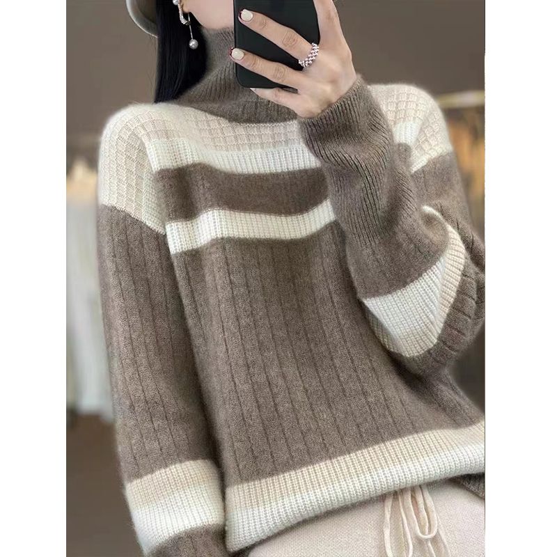 Autumn and winter clothing 2023 new popular women's sweater turtleneck pullover loose long-sleeved versatile thickened knitted bottoming shirt