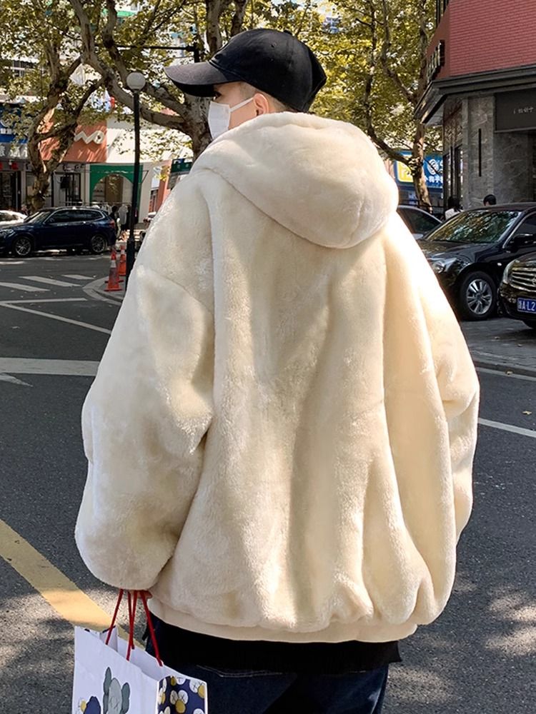 Muszoom港風秋冬季個性雙面穿連帽羊羔絨外套男女情侶款加厚棉襖