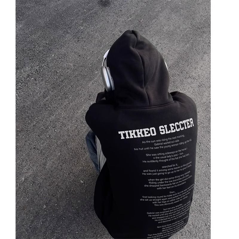 美式設計感字母衛衣男秋冬季歐美hiphop高街潮牌寬鬆休閒連帽外套