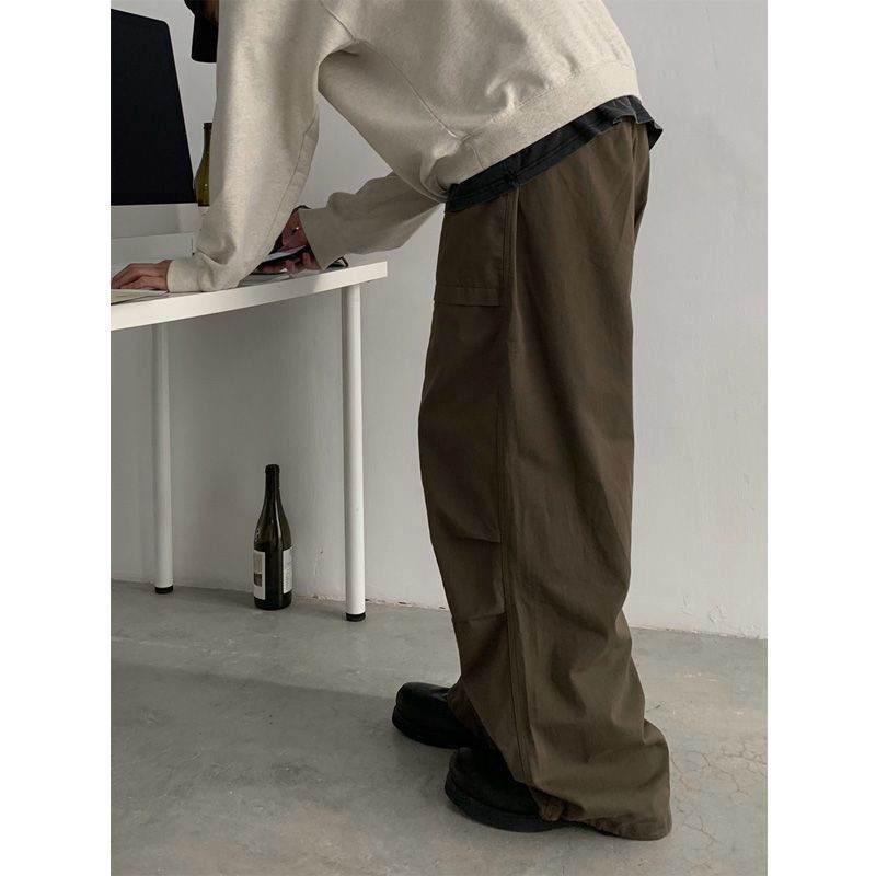 Wanfandu retro men's and women's casual pants overalls Japanese fashion brand loose straight casual American long pants