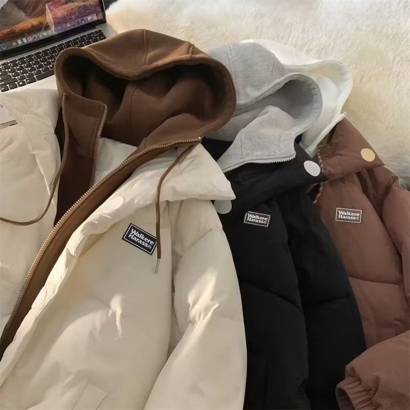 萬梵度假兩件棉衣男女冬季潮牌加厚寬鬆連帽棉服冬裝復古棉襖外套