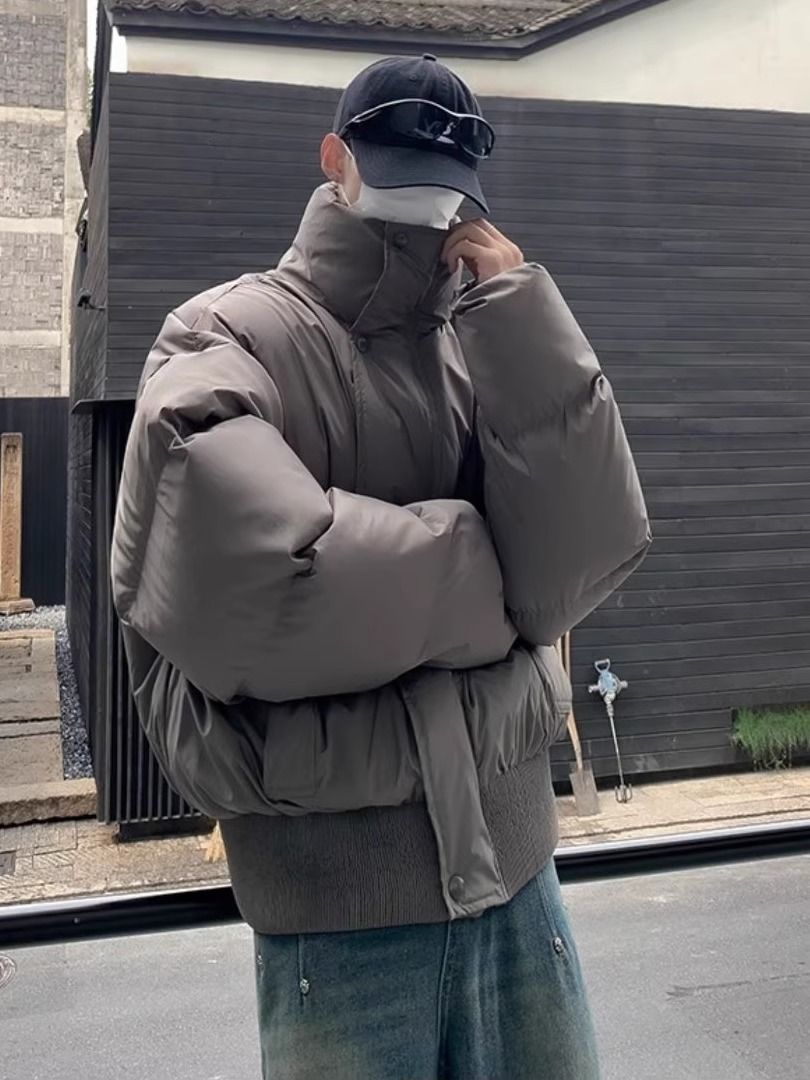 Muszoom青春潮流帥氣中性風立領個性ins短款棉服外套秋冬季麵包服