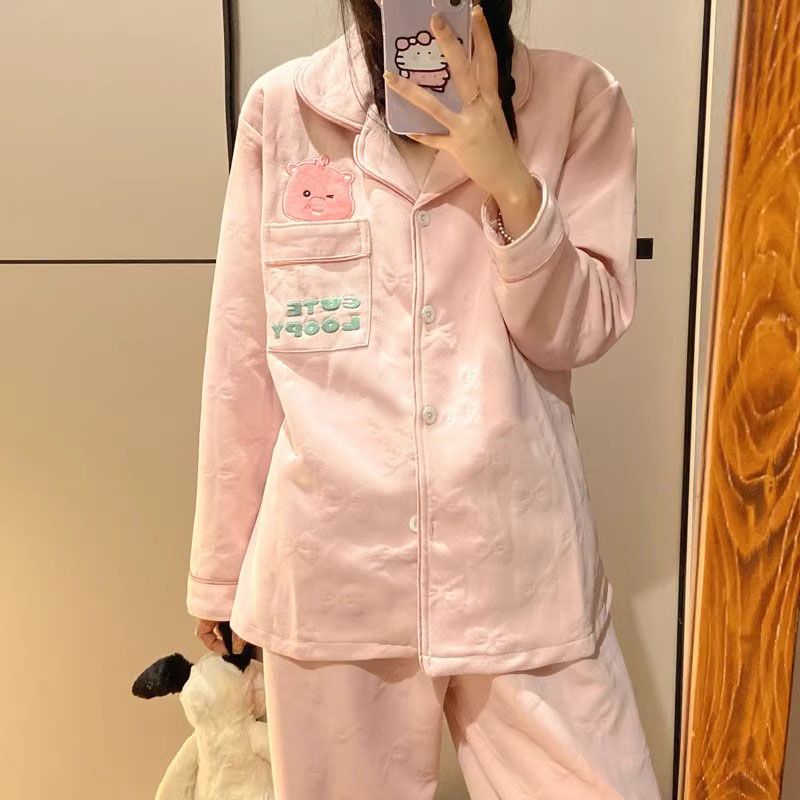 空氣棉睡衣女秋冬季長袖夾層加厚2023新款秋天保暖家居服兩件套裝