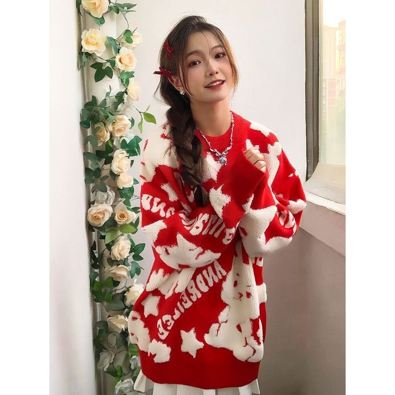 龍年本命年聖誕節氛圍感針織毛衣男女慵懶風高級感小眾百搭潮上衣