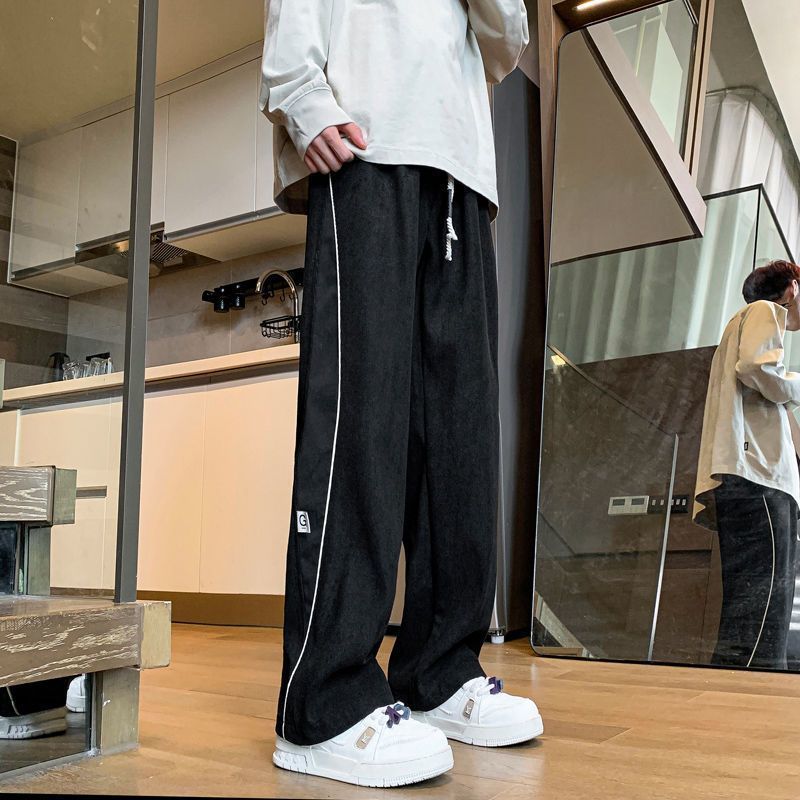 Wanfandu casual pants men's spring and autumn trendy brand handsome high street straight wide leg pants loose and versatile men's sweatpants trendy