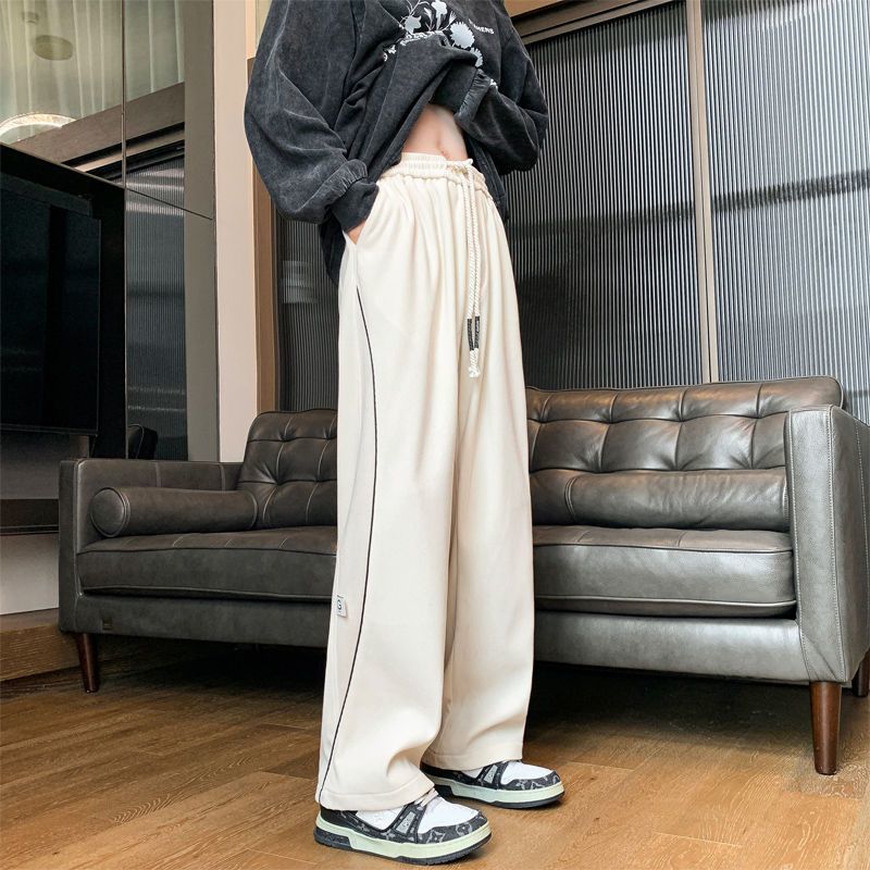 Wanfandu casual pants men's spring and autumn trendy brand handsome high street straight wide leg pants loose and versatile men's sweatpants trendy