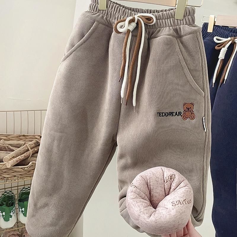 [Three layers thickening] One pair of winter pants for boys and girls, plus velvet and thickening for boys.