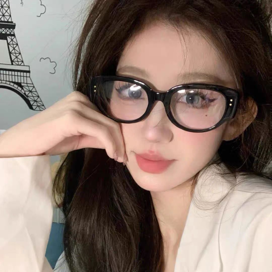 貓眼眼鏡框女款復古黑框素顏近視可配度數大臉顯瘦防藍光眼睛鏡架