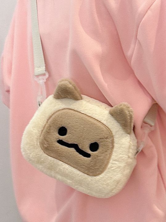 可愛搞怪小貓包包女日系ins毛茸茸單肩包2023新款卡通斜挎包學生
