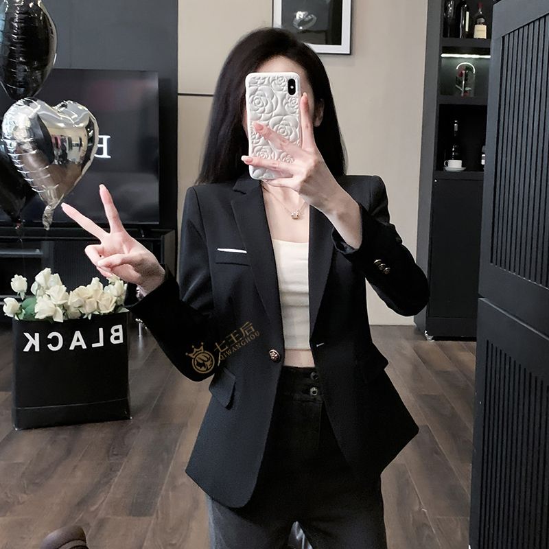 職業套裝女春秋小個子黑色西裝外套2024新款高級感洋氣西服工作服