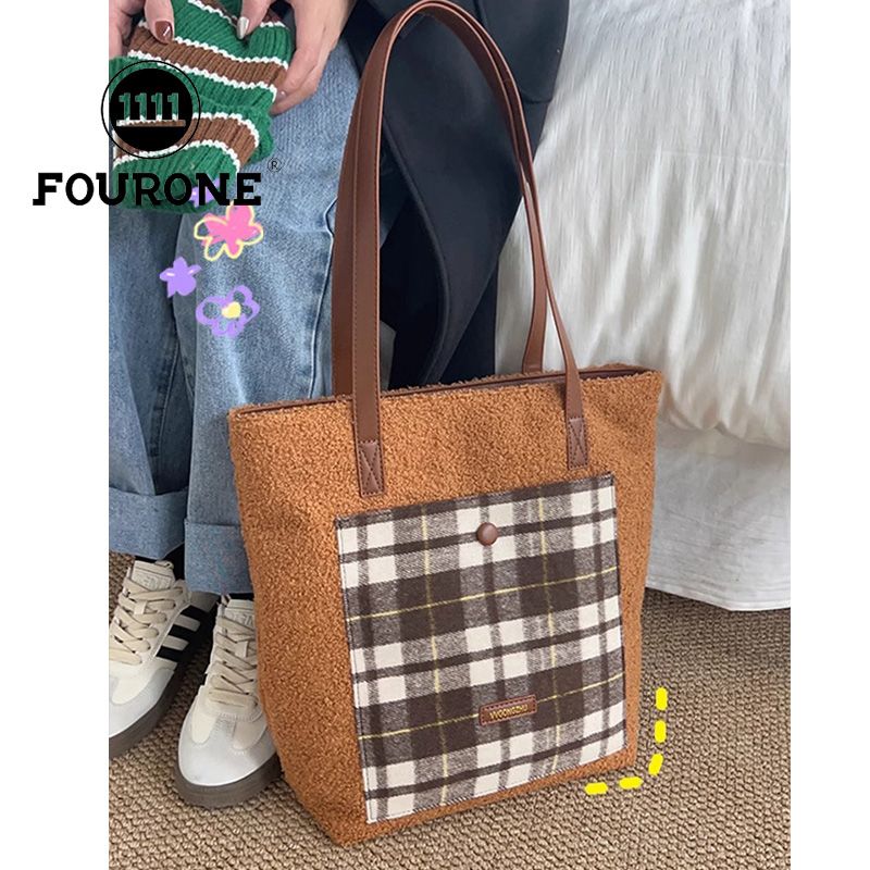 Commuting Plush Bag Women's New Single Shoulder Crossbody Bag Casual Versatile Niche Large Capacity Tote Bag