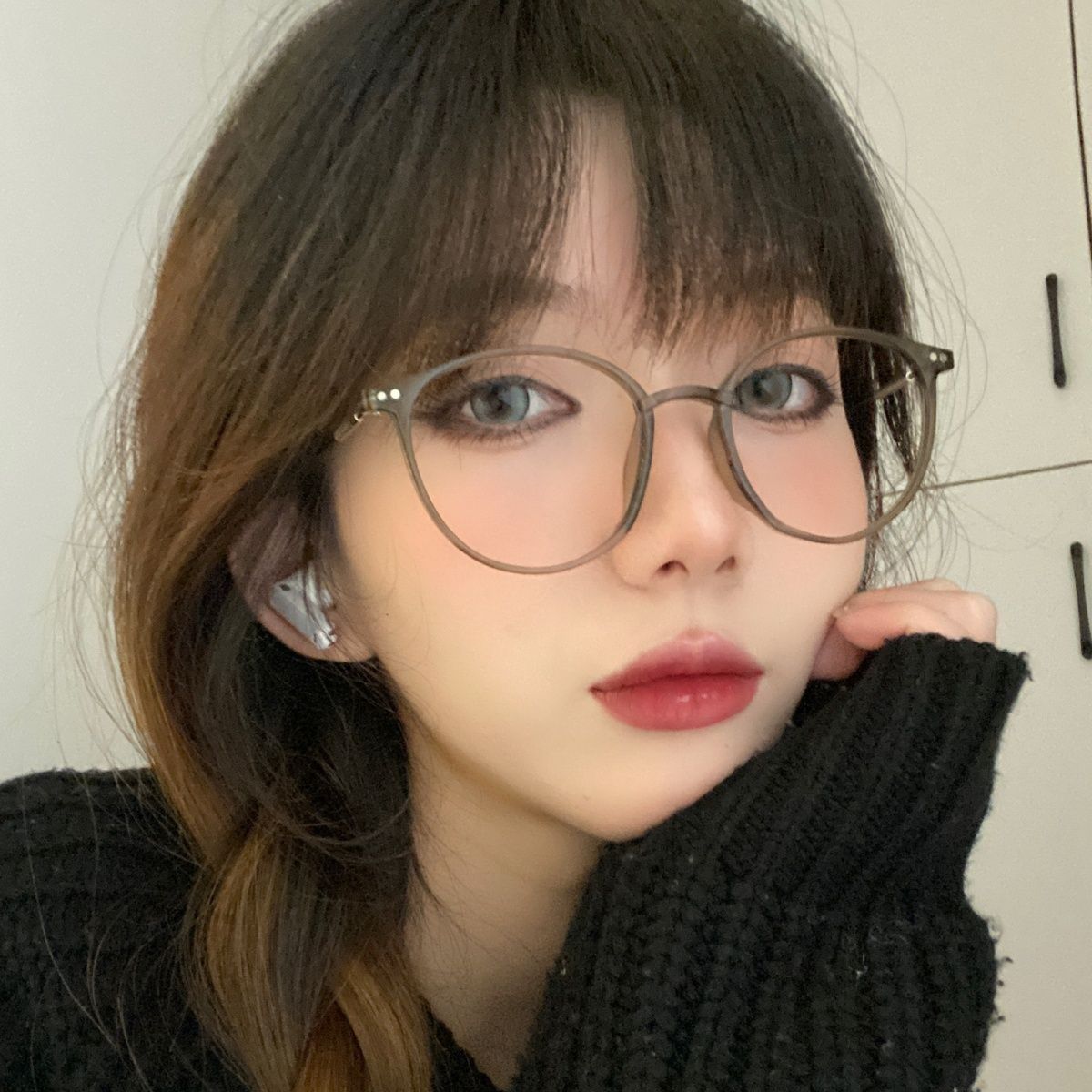 方圓臉超輕冷茶色眼鏡女可配近視防藍光素顏眼鏡框潮防藍光平光鏡