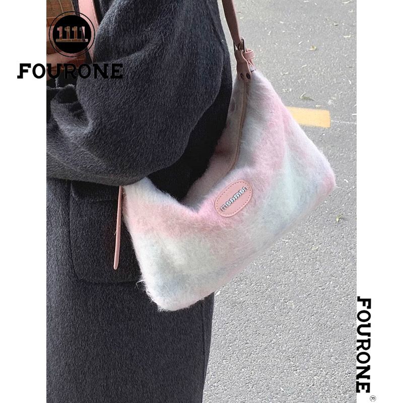 Wool plaid armpit bag for women new trendy Korean small tote bag versatile crossbody bag