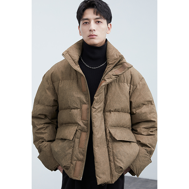 Men's Heavyweight Retro Stand Collar Cotton Jacket  Winter New Trendy Versatile American Casual Thickened Warm Jacket