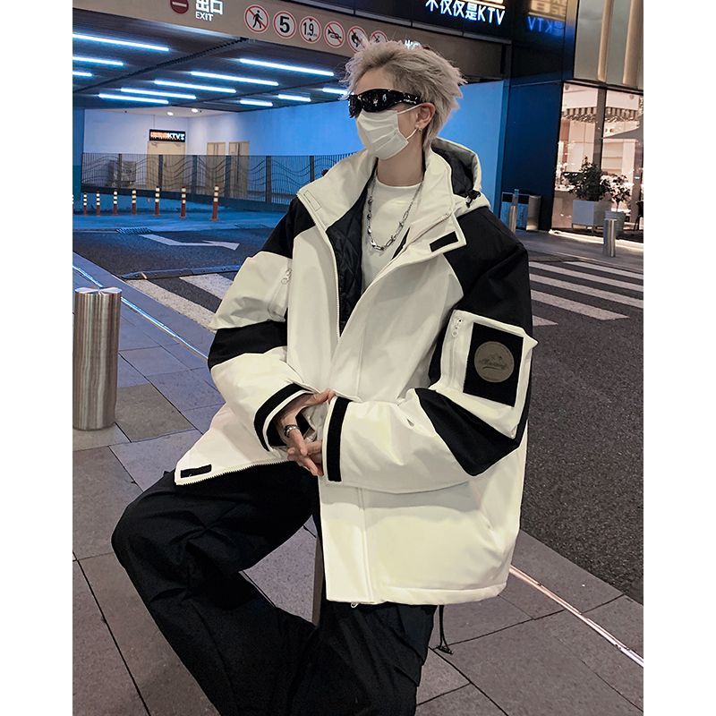 衝鋒衣棉服男冬季美式復古高街派克服加厚羽絨棉衣外套痞帥高級感