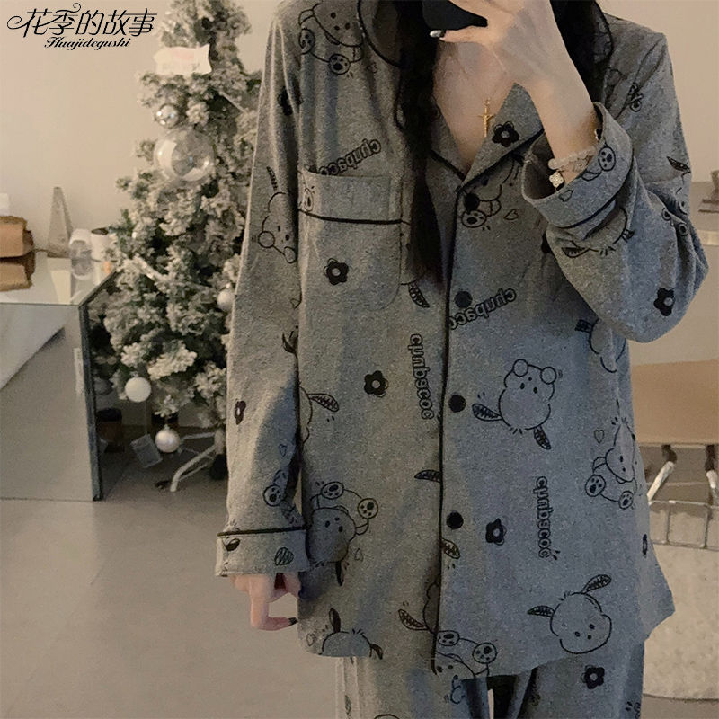 花季的故事帕恰狗德絨睡衣女秋冬季長袖套裝ins高顏值家居服新款