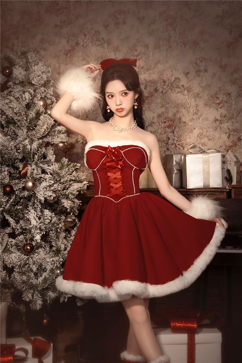 サンタコスプレ コスプレ セクシ ワンピース クリスマスコスチューム メイド服 コスプレ 秋と冬の新しい バービープリンセスプリンセススタイルお正月フォトアートフォトドレス