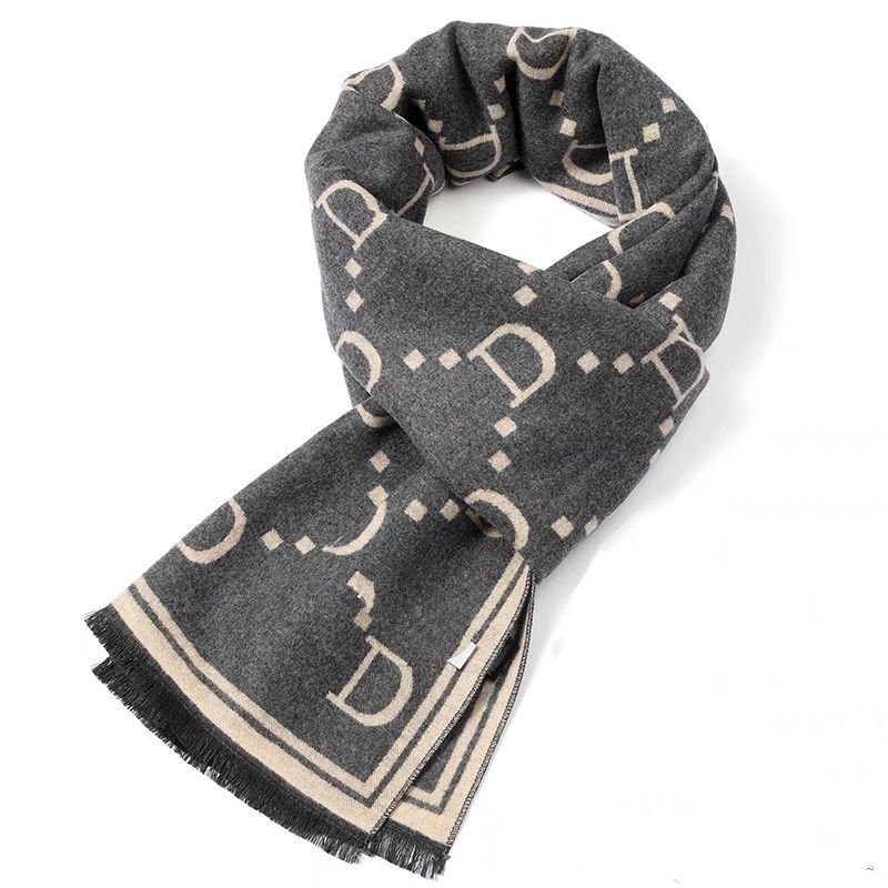 2023 new high-end earth autumn winter Korean version versatile warm and thick middle-aged men's scarf_voghion.com