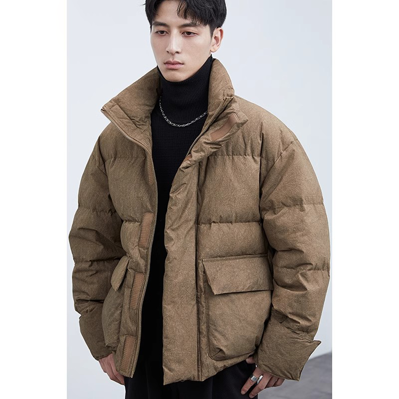 Men's Heavyweight Retro Stand Collar Cotton Jacket  Winter New Trendy Versatile American Casual Thickened Warm Jacket