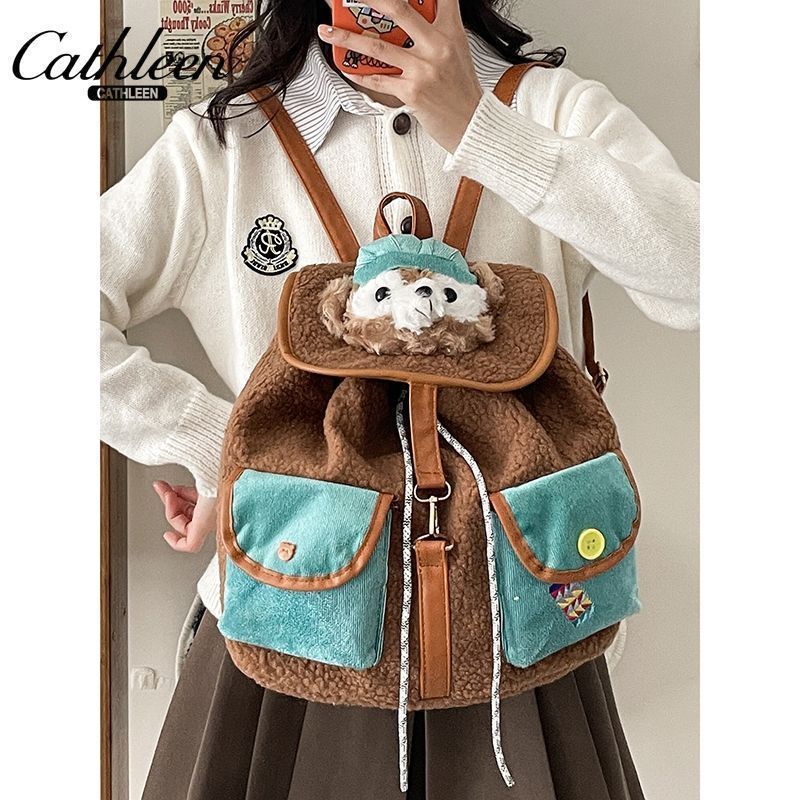 American high-looking bag for women, Christmas Daffy Bear cartoon backpack, forest spine protector, small school bag, backpack