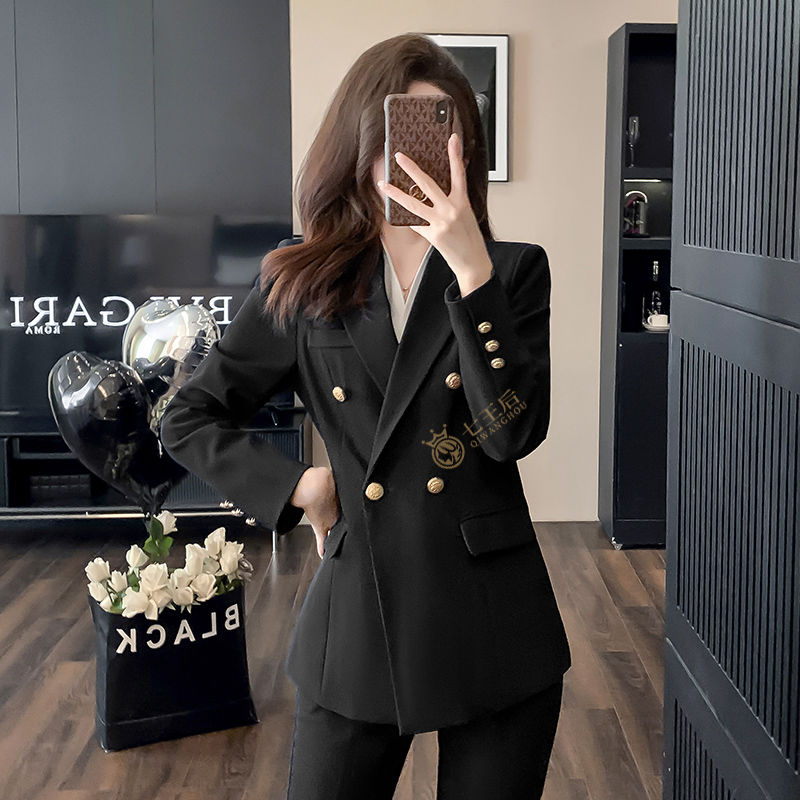 黑色西裝外套女商務正裝2024新款小個子修身職業套裝面試工作服女