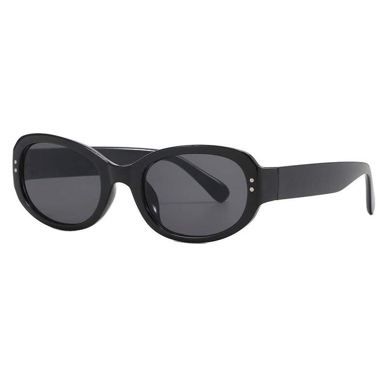 Retro Beige Oval Sunglasses Women's Small Face Small Frame Sunglasses Advanced Sense UV Protection_voghion.com