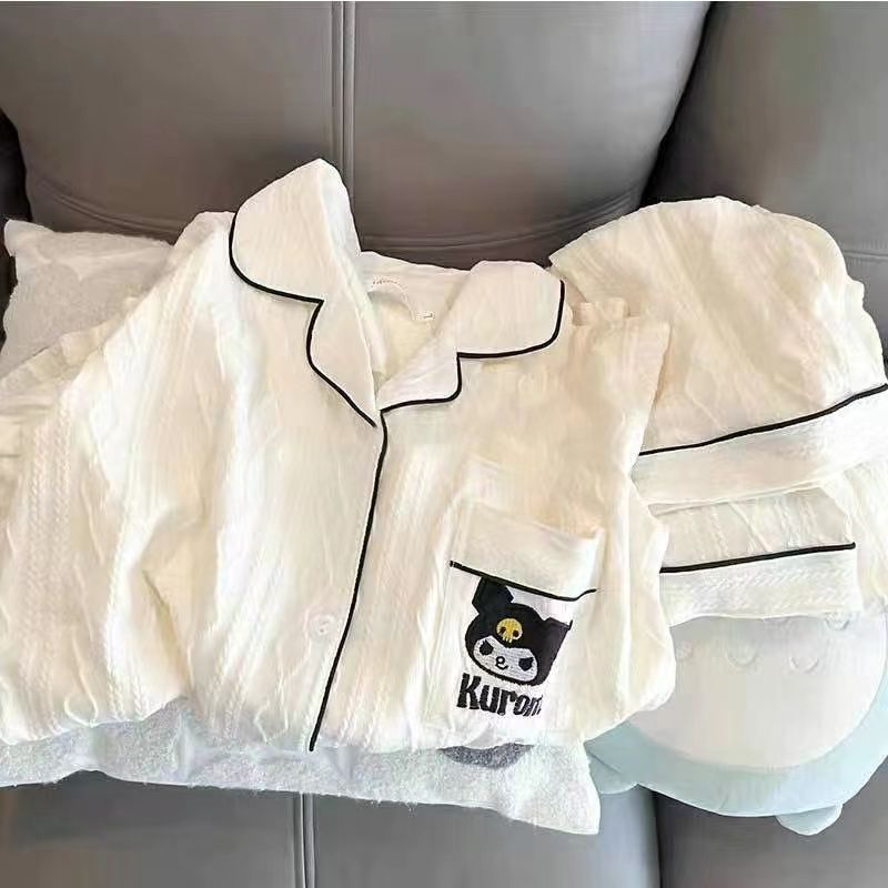 睡衣女春秋款長袖純棉2023新款可愛少女夏天薄款可外穿家居服套裝