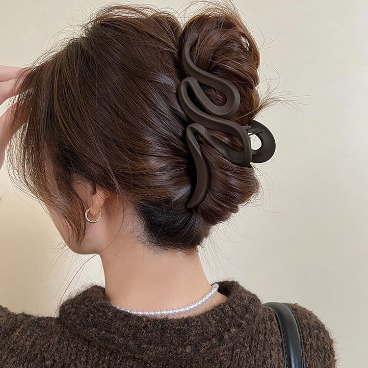 Shark clip large high-end light luxury autumn and winter Maillard grab clip frosted back of the head hairpin plate hairpin hair accessory