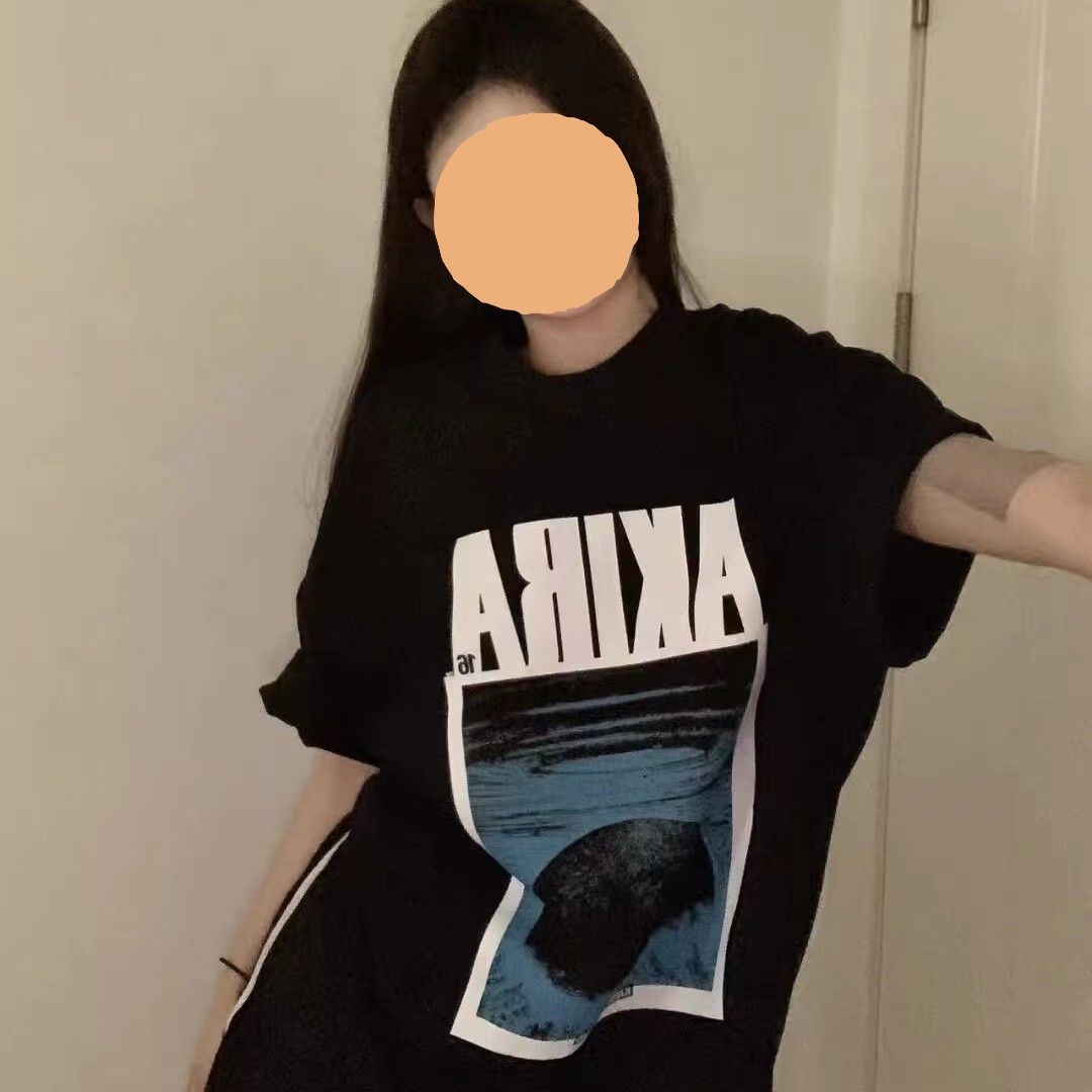 100%純棉夏季短袖t恤女慵懶風韓版印花寬鬆中長款小眾上衣潮