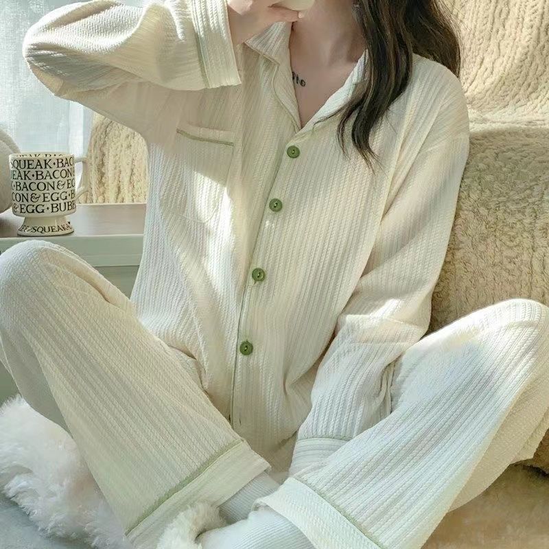 春秋季睡衣女長袖2023新款秋天薄款純棉甜美學生網紅風家居服套裝