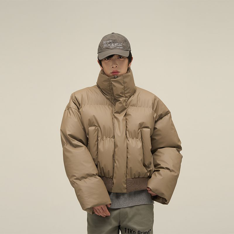 Weilang's store American winter retro short cotton coat men's trendy high-end design thick brown coat couple