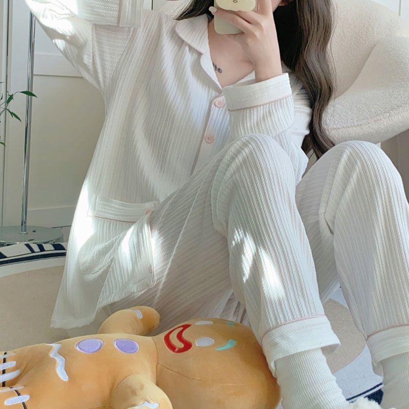 睡衣女春秋款長袖純棉2023新款可愛少女夏天薄款可外穿家居服套裝