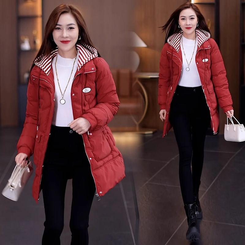 羽絨棉服女2023冬季新款新款洋氣修身顯瘦中長款加厚保暖棉衣外套