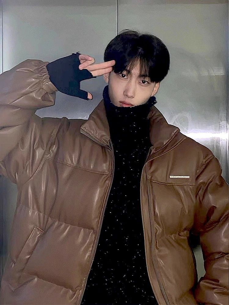 Winter new Maillard retro PU leather jackets for boys and girls, American trendy brand stand-up collar handsome cotton-padded jackets