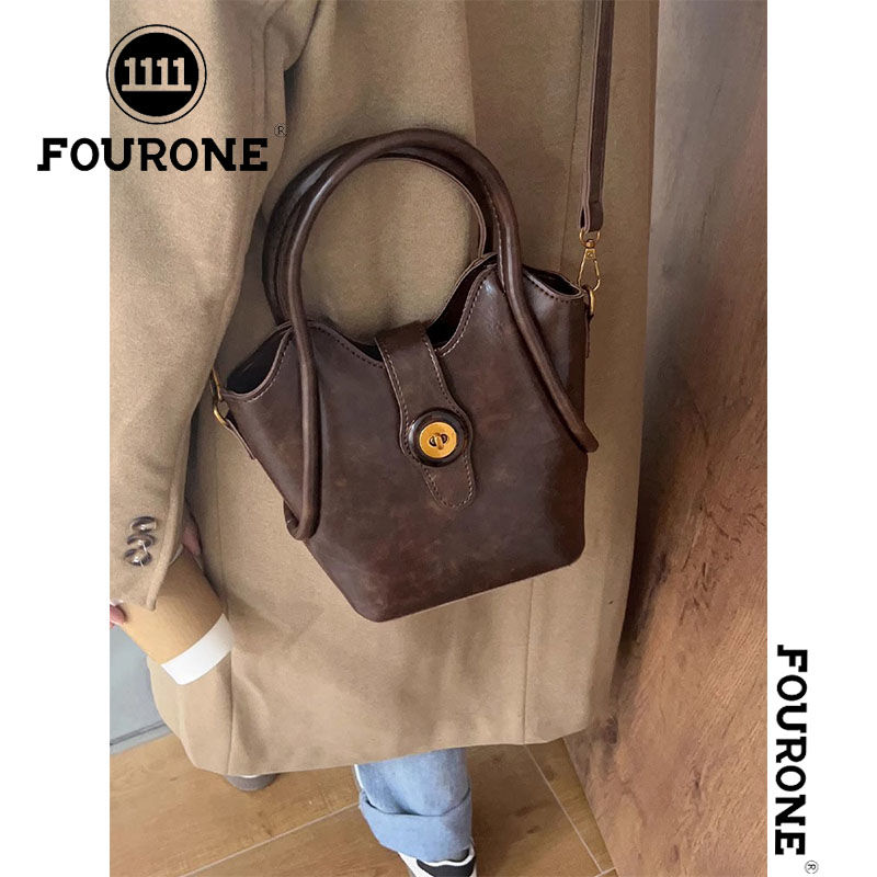 French niche design bag women's new single shoulder crossbody bag high-end retro portable bucket bag