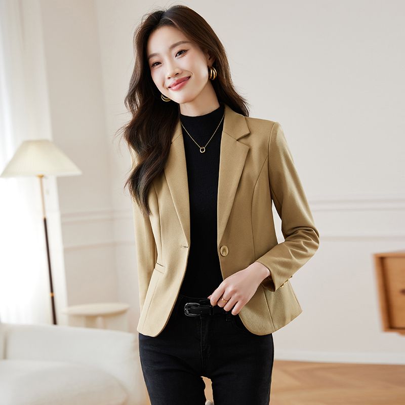 Brown short blazer women's petite top Spring and Autumn 2024 new style slim temperament high-end suit